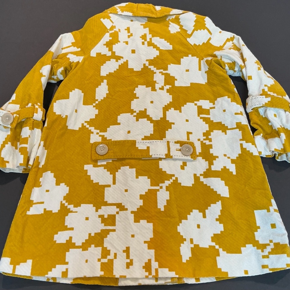 Elevenses Mustard Yellow Floral Pea Coat Size 2 - Picture 4 of 9